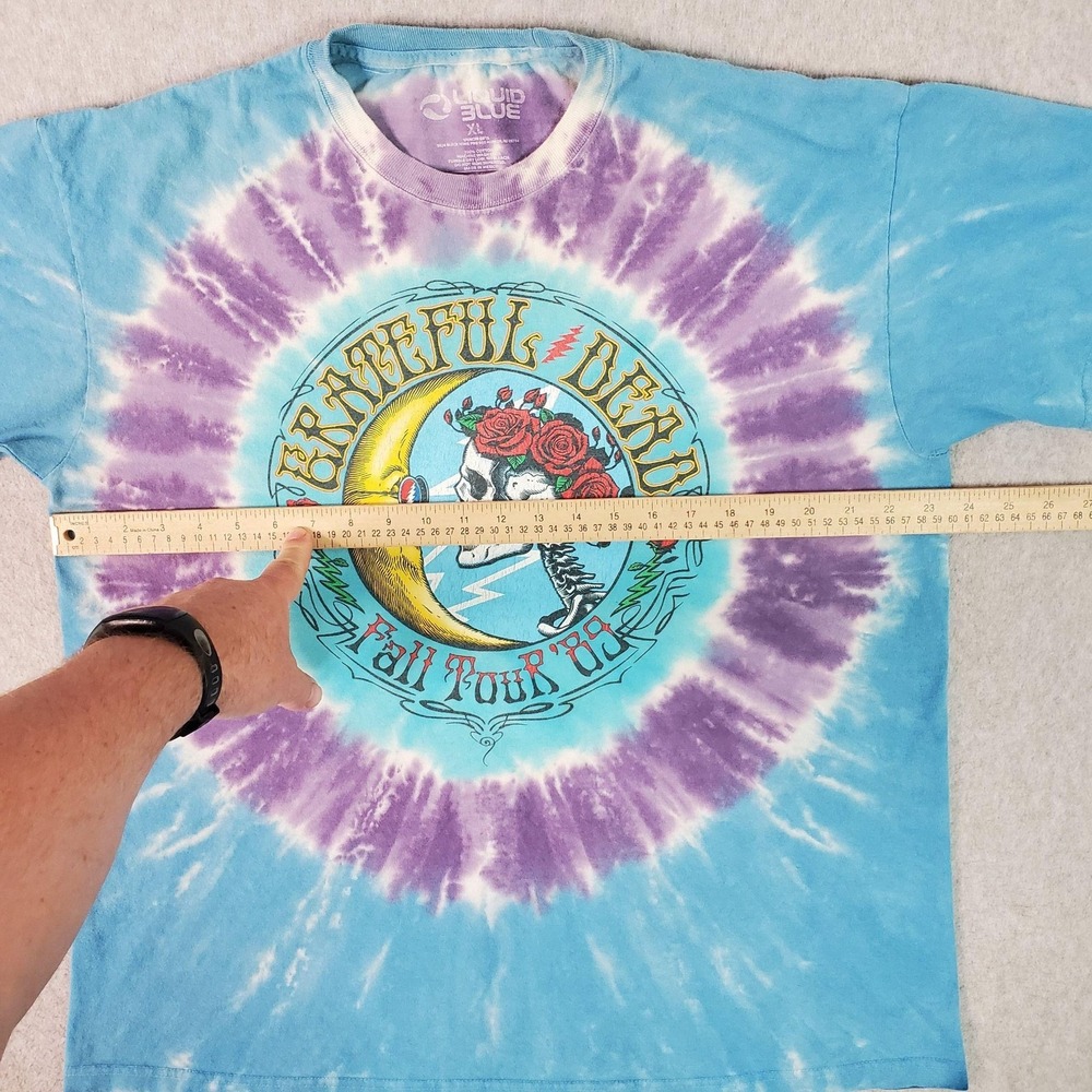 Grateful Dead Shirt Mens XL Blue Purple Tie Dye Fall Tour '89 Liquid Blue Band - Picture 8 of 11